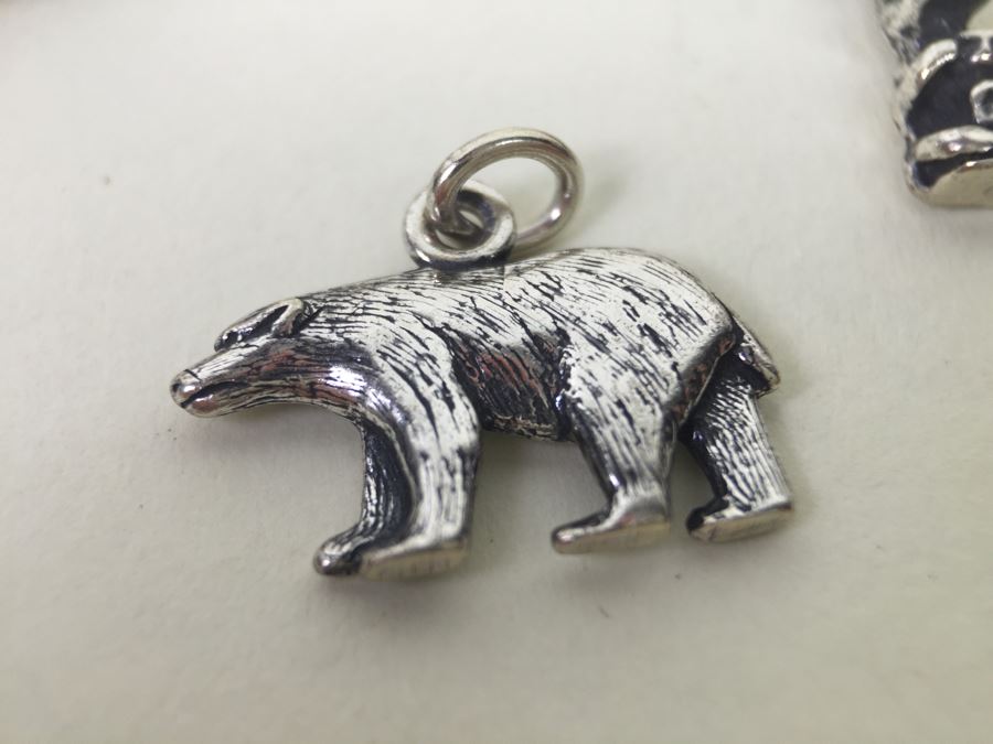 (5) Sterling Silver Charms For Charm Bracelet - Totem Pole, Seal, Bear, Train, Whale 12.6g [Photo 2]