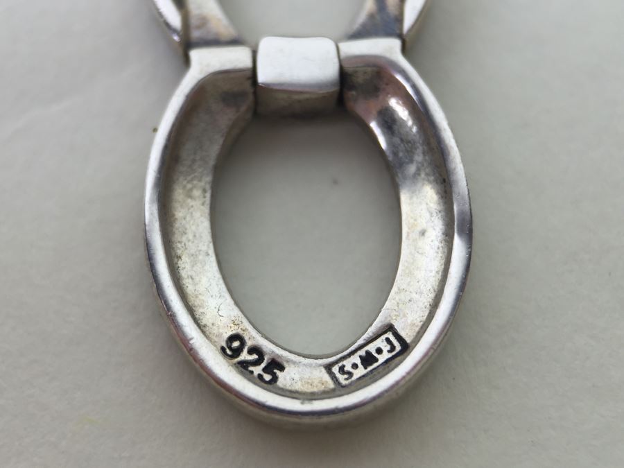 Sterling Silver Bracelet With Lapis Lazuli And Marcasite Signed S M J 27.3g [Photo 8]