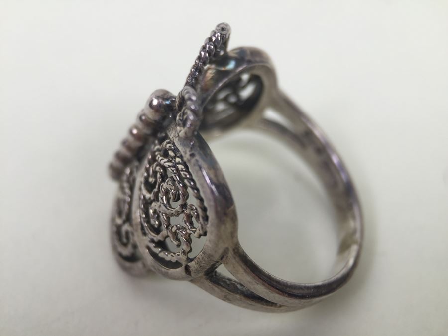 Vintage Sterling Silver Filigree Butterfly Ring Signed SE [Photo 3]