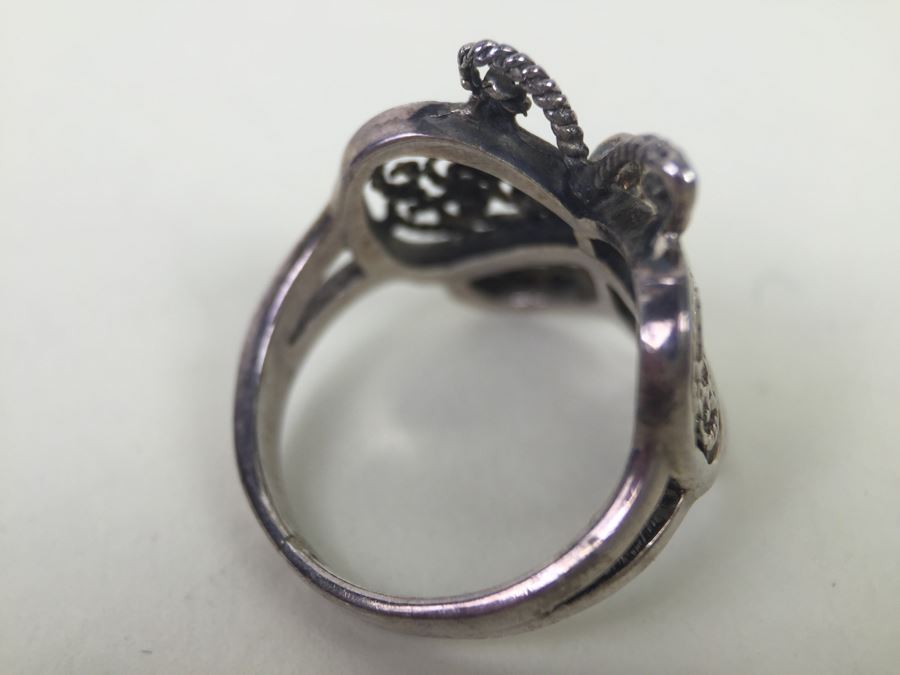 Vintage Sterling Silver Filigree Butterfly Ring Signed SE [Photo 7]