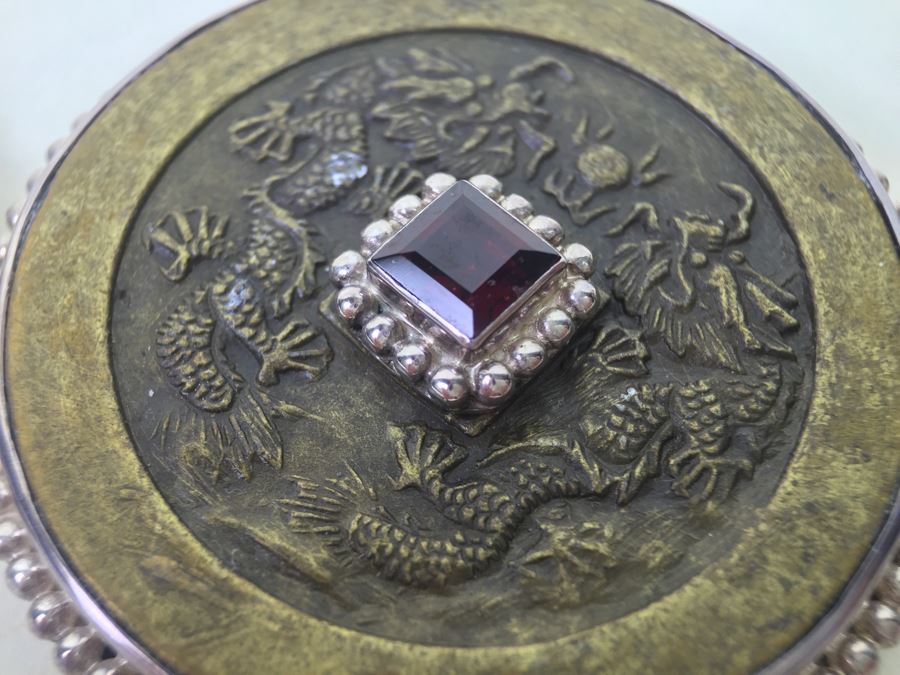 Vintage Sajen Original Design Sterling Silver Bracelet With Chinese Coins And Gemstones 58.8g [Photo 2]