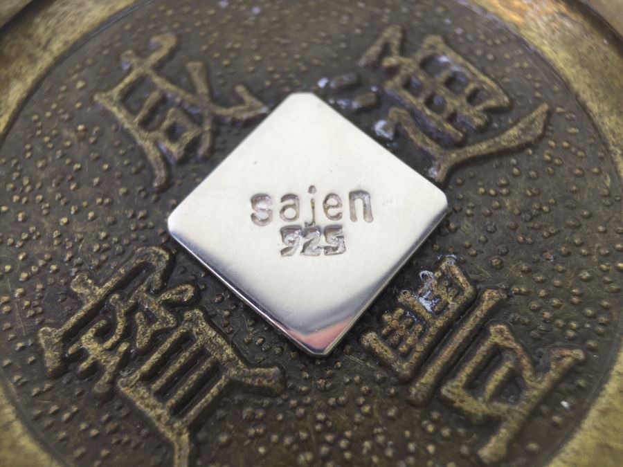 Vintage Sajen Original Design Sterling Silver Bracelet With Chinese Coins And Gemstones 58.8g [Photo 19]