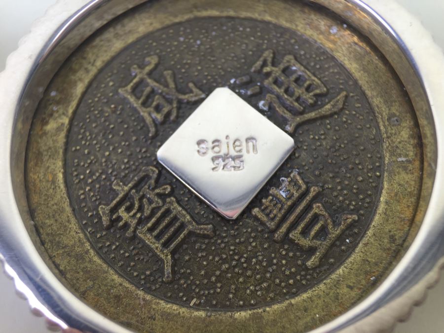 Vintage Sajen Original Design Sterling Silver Bracelet With Chinese Coins And Gemstones 58.8g [Photo 4]