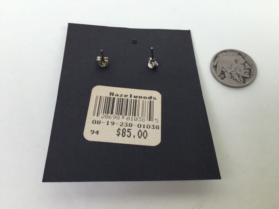 Sterling Silver Tear Drop Earrings With Black Onyx, Shell And Marcasite 9.3g [Photo 6]