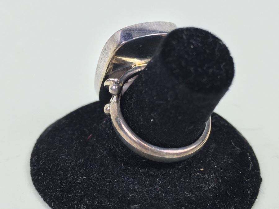 Large Stunning Sterling Silver Mother Of Pearl Ring Signed Sajen 9.3g [Photo 17]