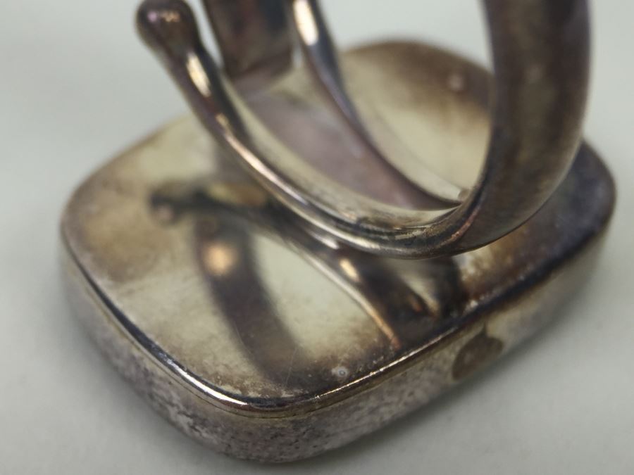 Large Stunning Sterling Silver Mother Of Pearl Ring Signed Sajen 9.3g [Photo 12]