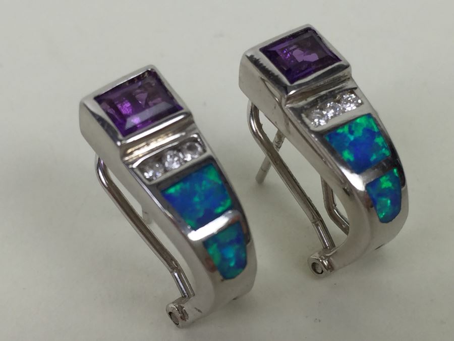 Sterling Silver Pendant Necklace, Ring And Matching Earrings With Amethyst 20.4g [Photo 28]