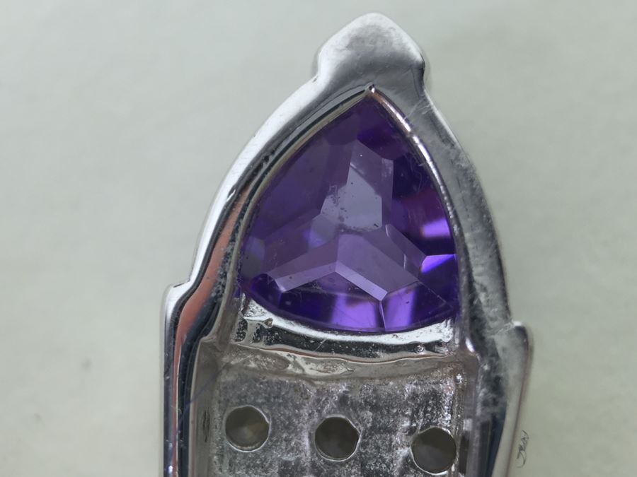 Sterling Silver Pendant Necklace, Ring And Matching Earrings With Amethyst 20.4g [Photo 15]