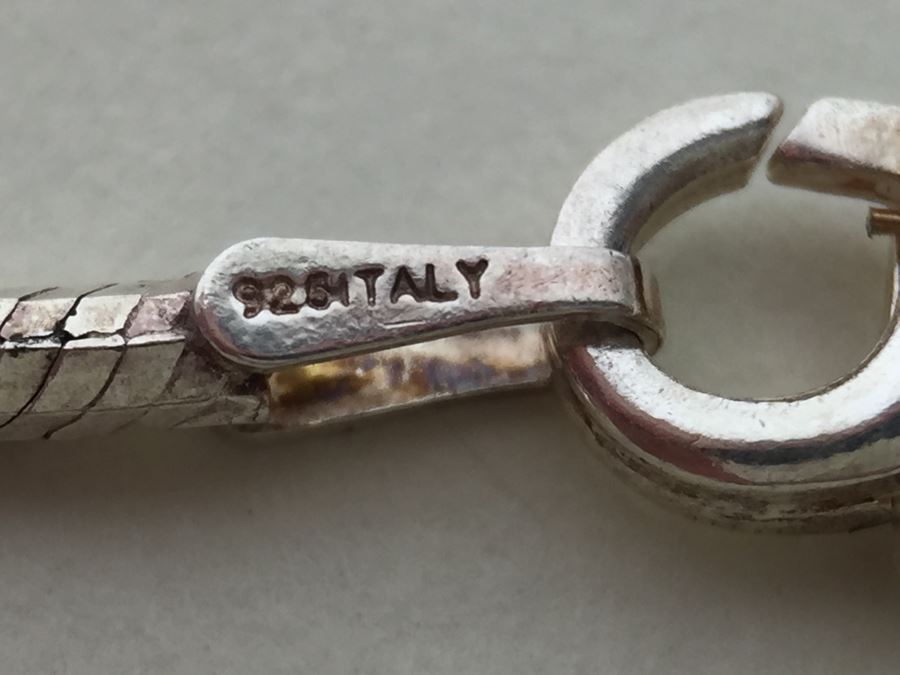 Sterling Silver Pendant Necklace With Blue Gemstone 13.6g [Photo 16]