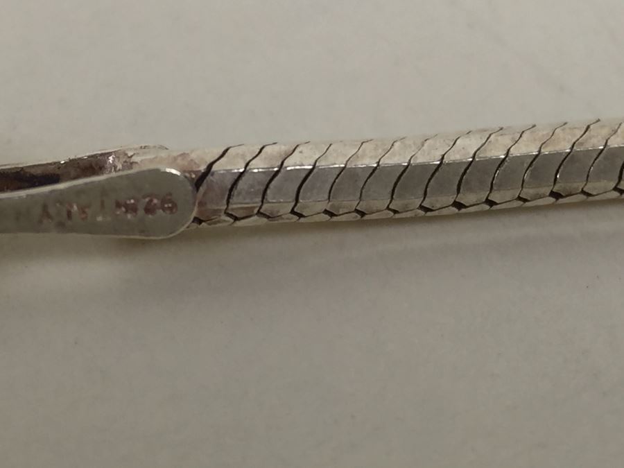 Sterling Silver Pendant Necklace With Blue Gemstone 13.6g [Photo 17]