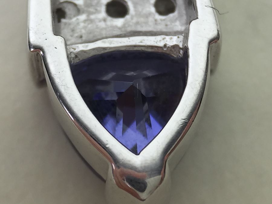 Sterling Silver Pendant Necklace With Blue Gemstone 13.6g [Photo 13]