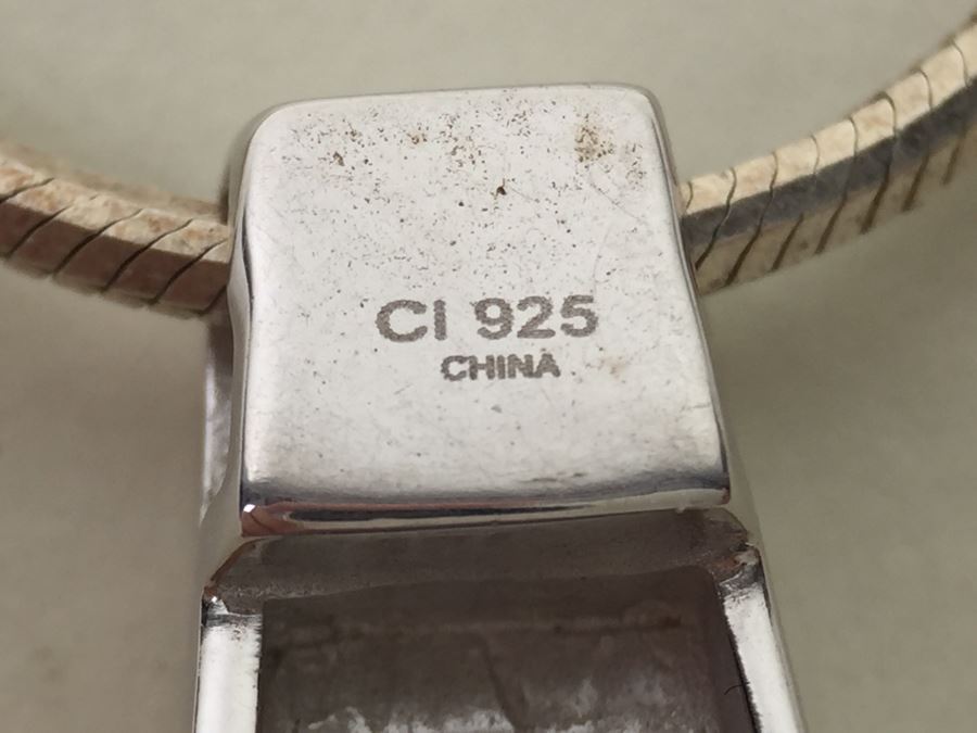 Sterling Silver Pendant Necklace With Blue Gemstone 13.6g [Photo 14]