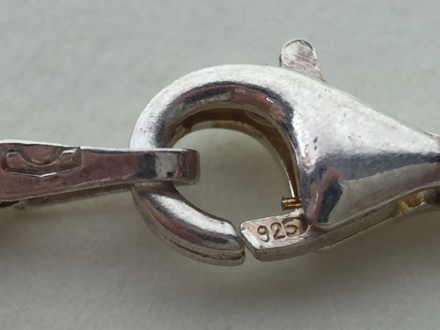 Sterling Silver Pendant Necklace With Blue Gemstone 13.6g [Photo 15]