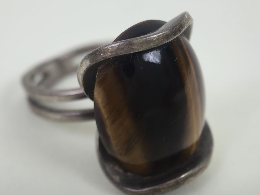 Sterling Silver Brown Tiger Eye Ring 6.5g [Photo 9]