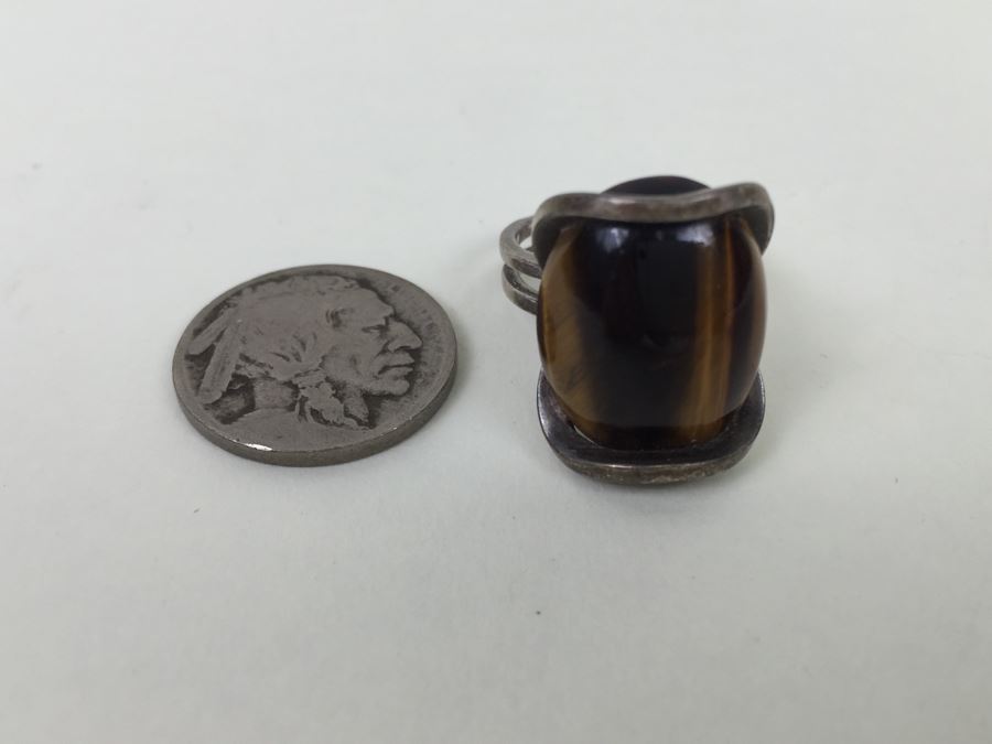 Sterling Silver Brown Tiger Eye Ring 6.5g [Photo 4]