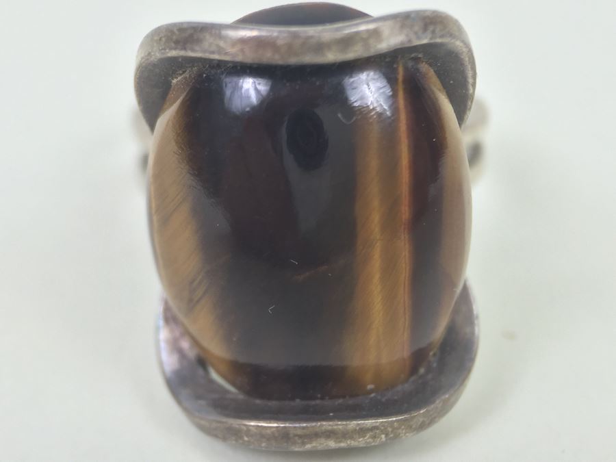 Sterling Silver Brown Tiger Eye Ring 6.5g [Photo 2]