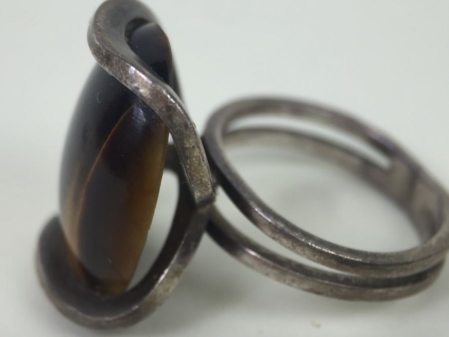 Sterling Silver Brown Tiger Eye Ring 6.5g [Photo 3]