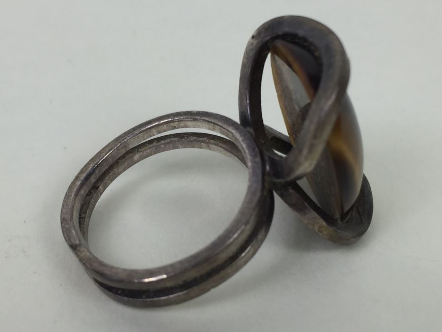 Sterling Silver Brown Tiger Eye Ring 6.5g [Photo 7]