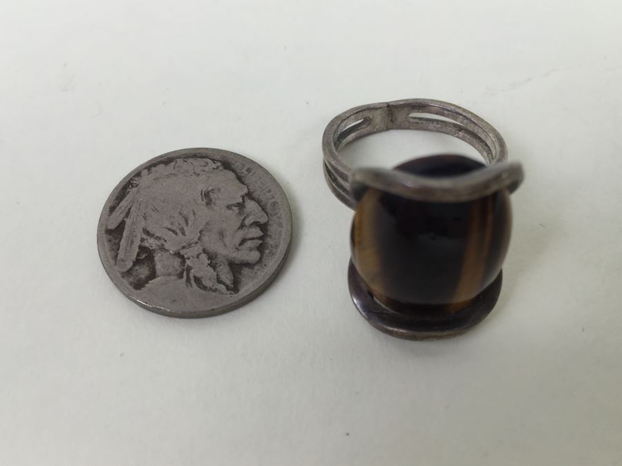 Sterling Silver Brown Tiger Eye Ring 6.5g [Photo 5]