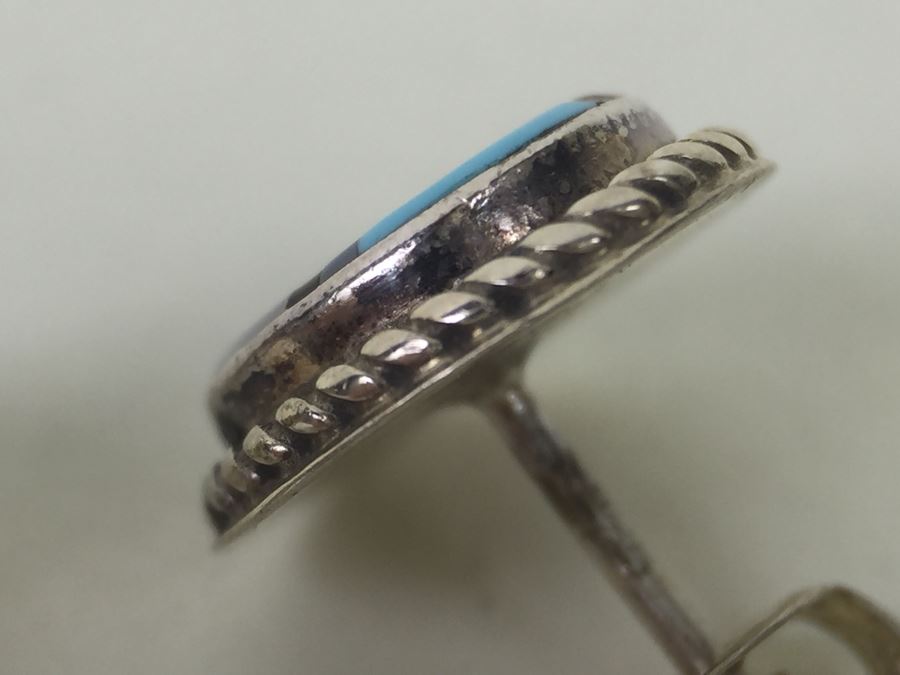 Sterling Silver Earrings With Turquoise Shell Coral 2.8g [Photo 6]