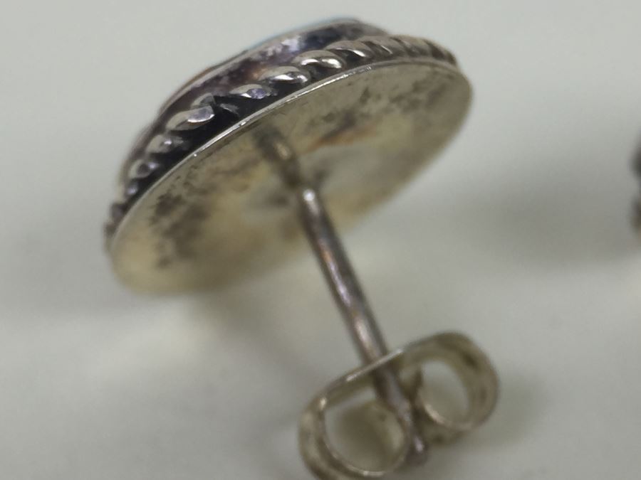 Sterling Silver Earrings With Turquoise Shell Coral 2.8g [Photo 5]