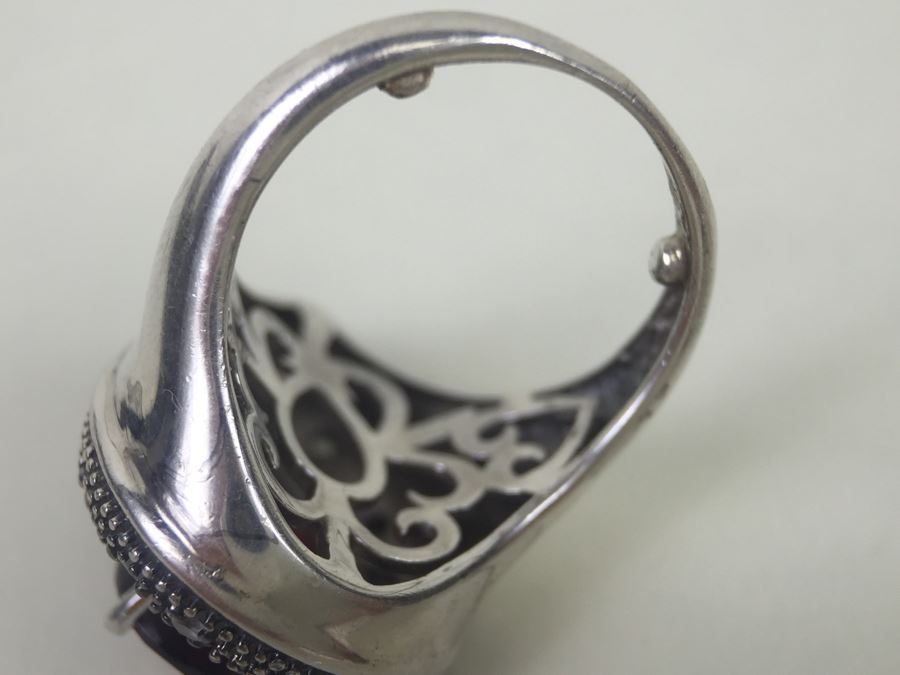 Sterling Silver Pendant And Matching Ring With Gemstones Signed SAI 12.3g [Photo 10]