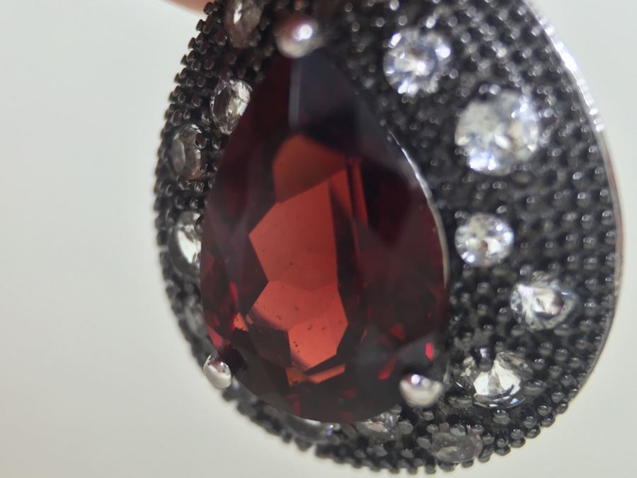 Sterling Silver Pendant And Matching Ring With Gemstones Signed SAI 12.3g [Photo 20]