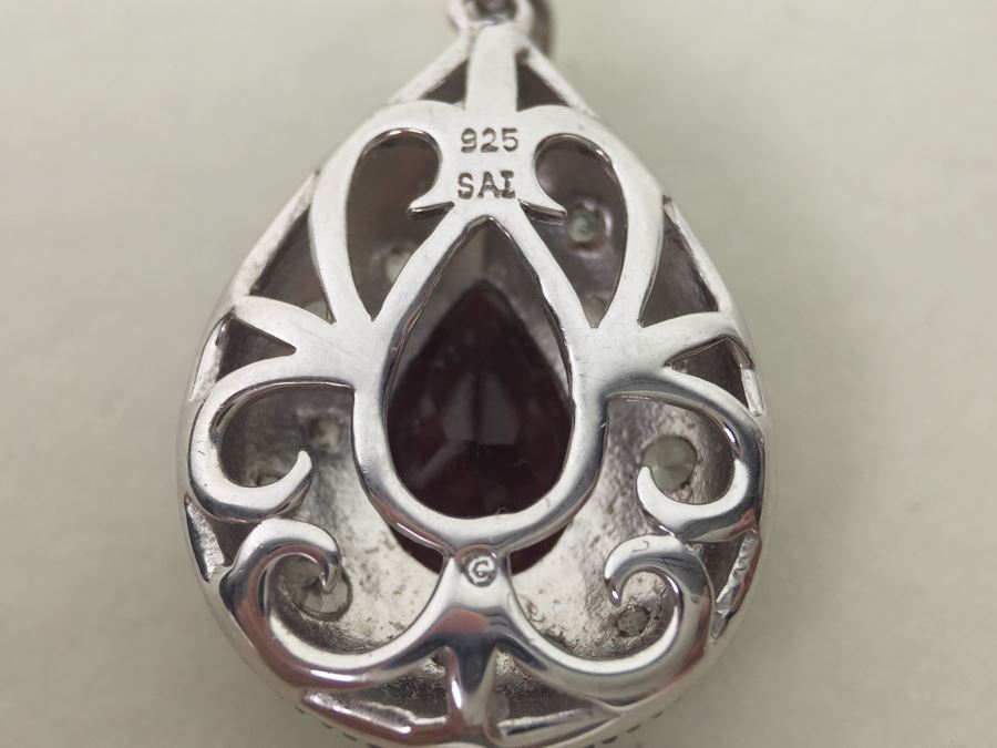 Sterling Silver Pendant And Matching Ring With Gemstones Signed SAI 12.3g [Photo 22]