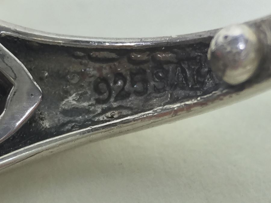 Sterling Silver Pendant And Matching Ring With Gemstones Signed SAI 12.3g [Photo 6]