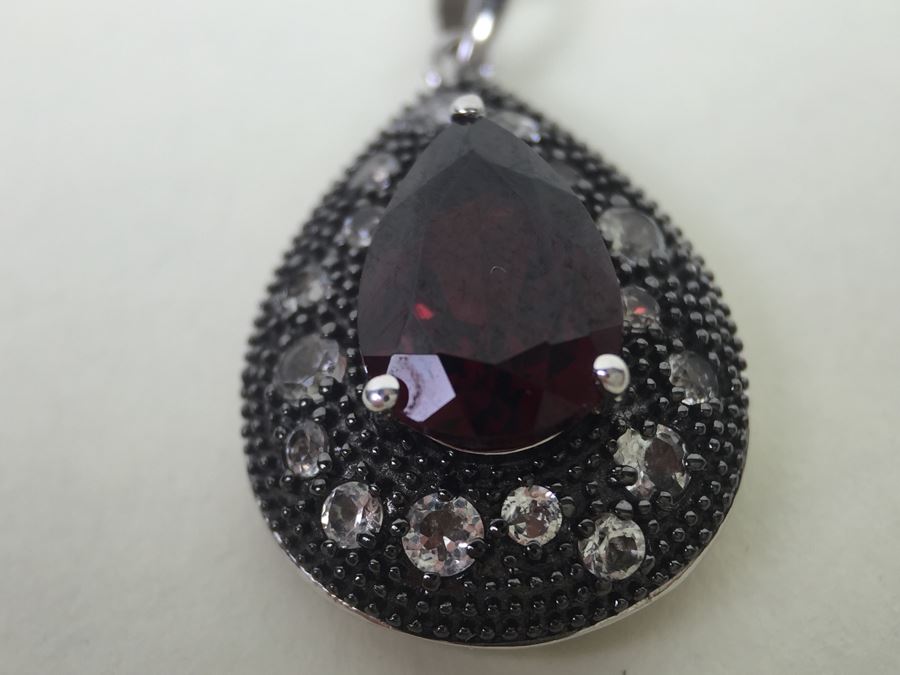 Sterling Silver Pendant And Matching Ring With Gemstones Signed SAI 12.3g [Photo 16]