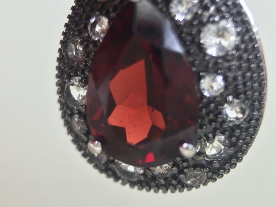 Sterling Silver Pendant And Matching Ring With Gemstones Signed SAI 12.3g [Photo 21]