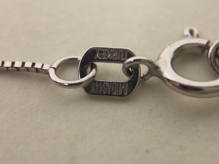 14K White Gold Amethyst Butterfly Pendant With 14K White Gold Box Chain 3.0g [Photo 20]