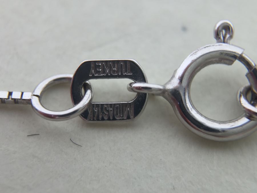 14K White Gold Amethyst Butterfly Pendant With 14K White Gold Box Chain 3.0g [Photo 19]