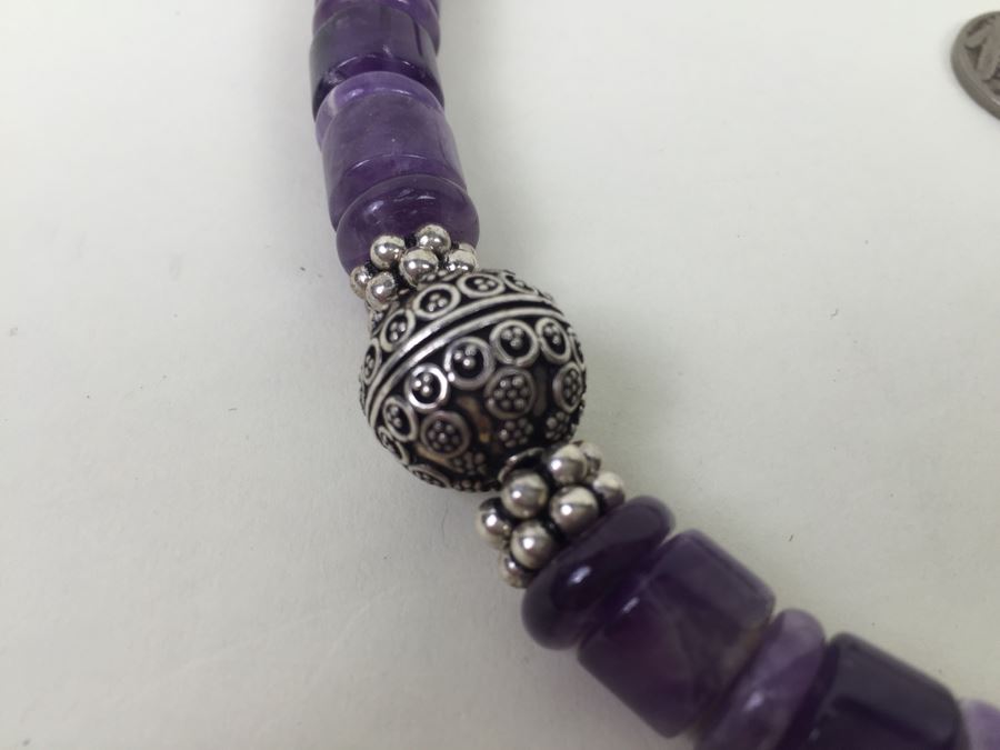 Lavender Amethyst Beads With Sterling Silver Spacers And Clasp 136.2g [Photo 9]
