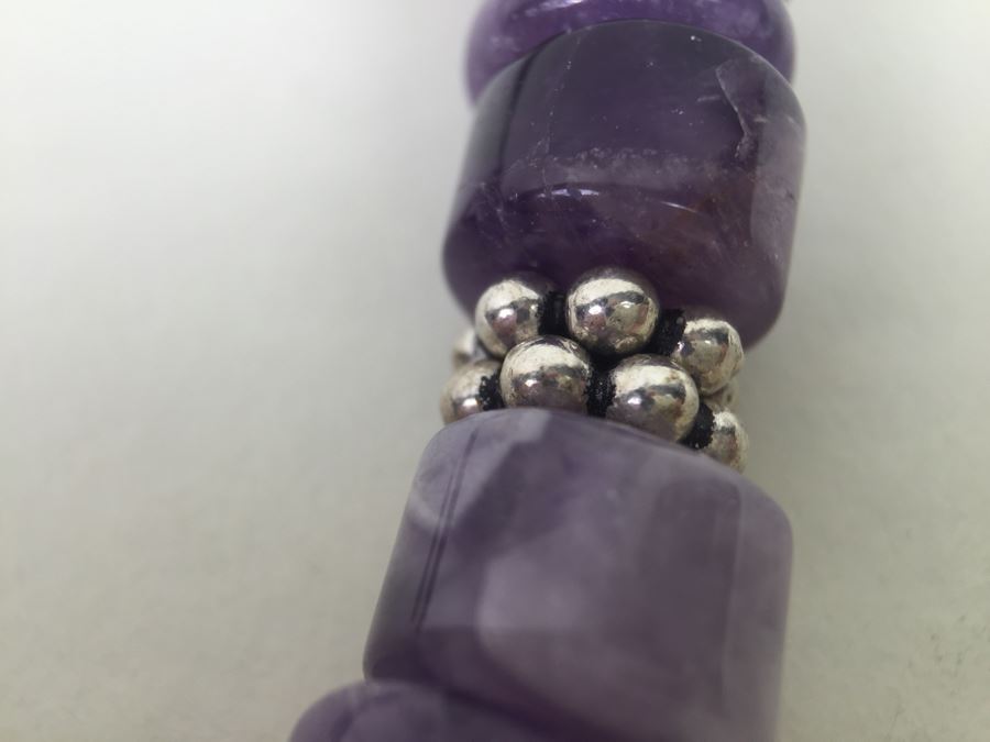 Lavender Amethyst Beads With Sterling Silver Spacers And Clasp 136.2g [Photo 17]