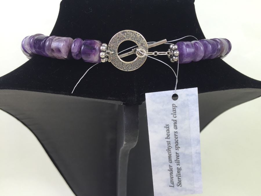Lavender Amethyst Beads With Sterling Silver Spacers And Clasp 136.2g [Photo 3]
