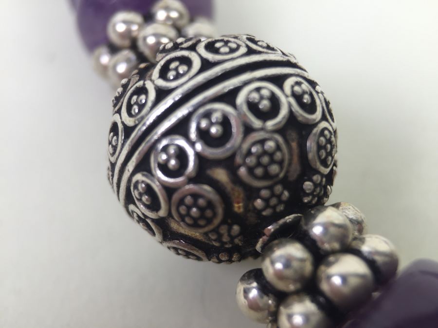 Lavender Amethyst Beads With Sterling Silver Spacers And Clasp 136.2g [Photo 2]