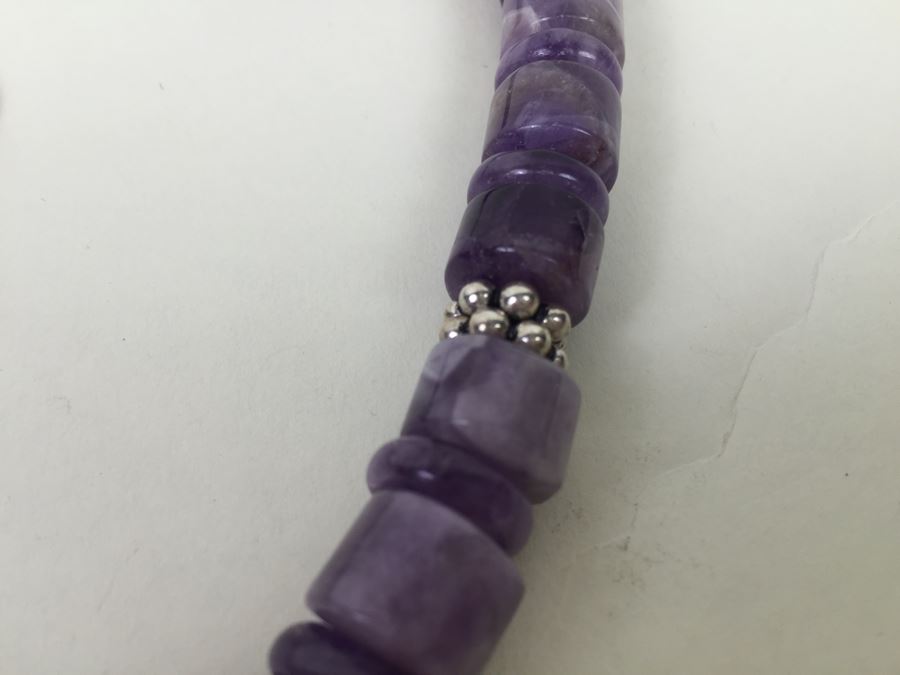 Lavender Amethyst Beads With Sterling Silver Spacers And Clasp 136.2g [Photo 10]
