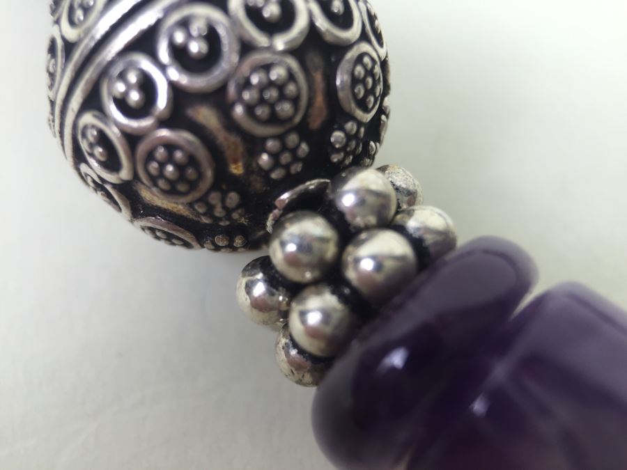 Lavender Amethyst Beads With Sterling Silver Spacers And Clasp 136.2g [Photo 14]
