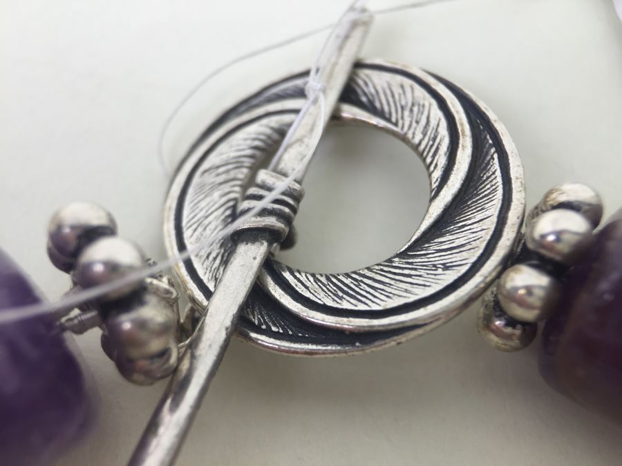 Lavender Amethyst Beads With Sterling Silver Spacers And Clasp 136.2g [Photo 18]