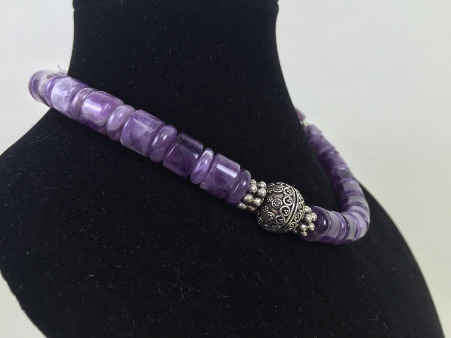 Lavender Amethyst Beads With Sterling Silver Spacers And Clasp 136.2g [Photo 7]