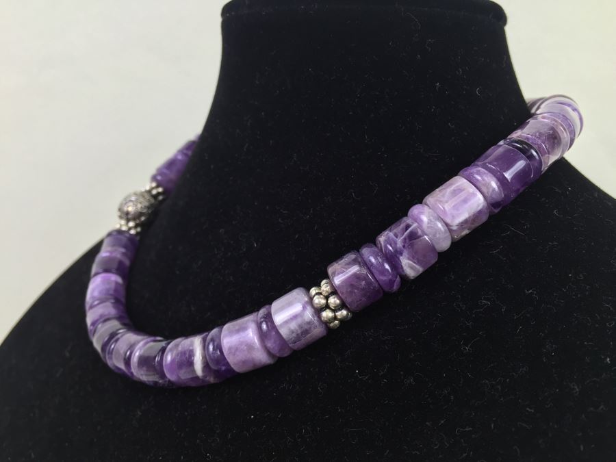Lavender Amethyst Beads With Sterling Silver Spacers And Clasp 136.2g [Photo 5]