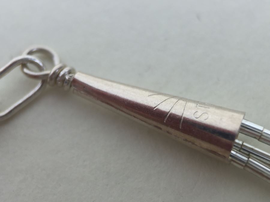 Sterling Silver Necklace With Gemstones Signed 13.3g [Photo 19]