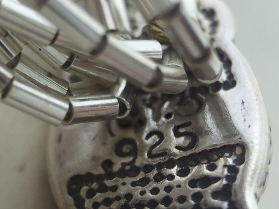 Sterling Silver Necklace With Gemstones Signed 13.3g [Photo 21]