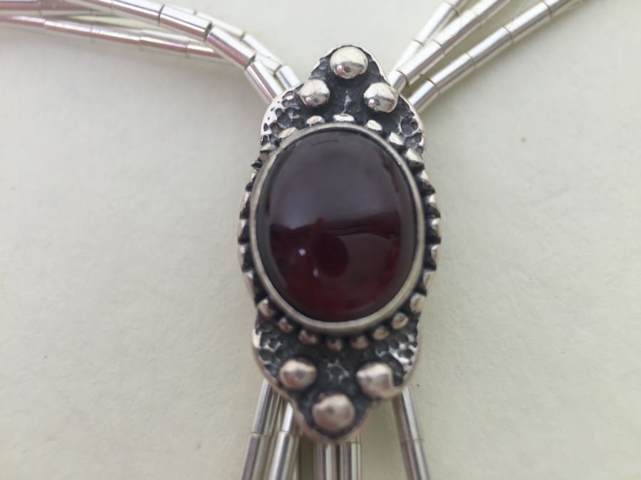Sterling Silver Necklace With Gemstones Signed 13.3g [Photo 14]