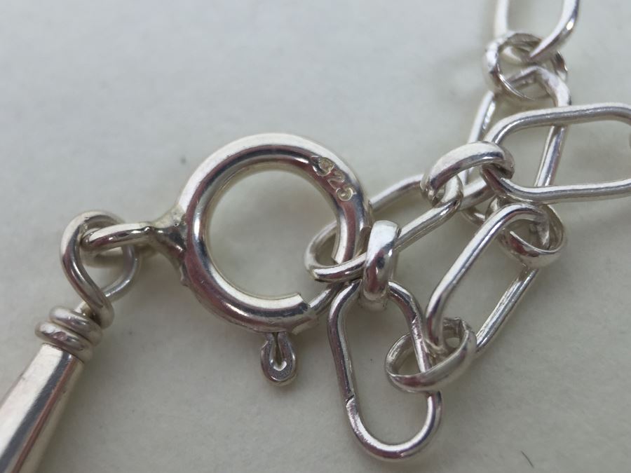 Sterling Silver Necklace With Gemstones Signed 13.3g [Photo 18]