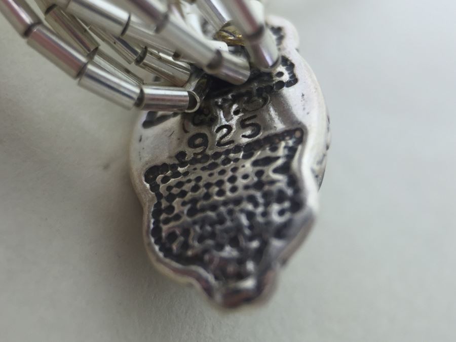 Sterling Silver Necklace With Gemstones Signed 13.3g [Photo 20]