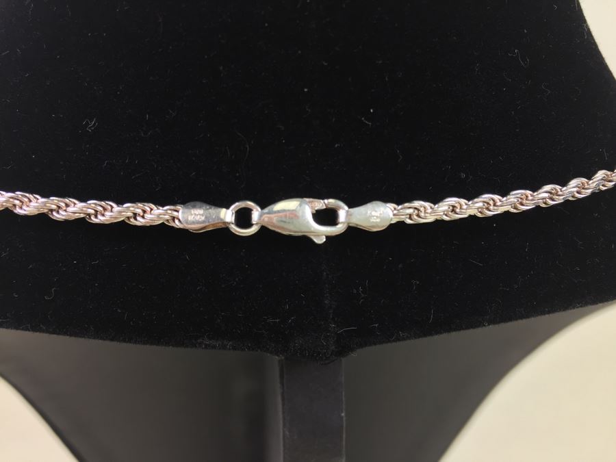 Large Sterling Silver Shell Motif Pendant With Large Blue And White Stone Plus Chunky Sterling Silver Chain 45.6g [Photo 7]