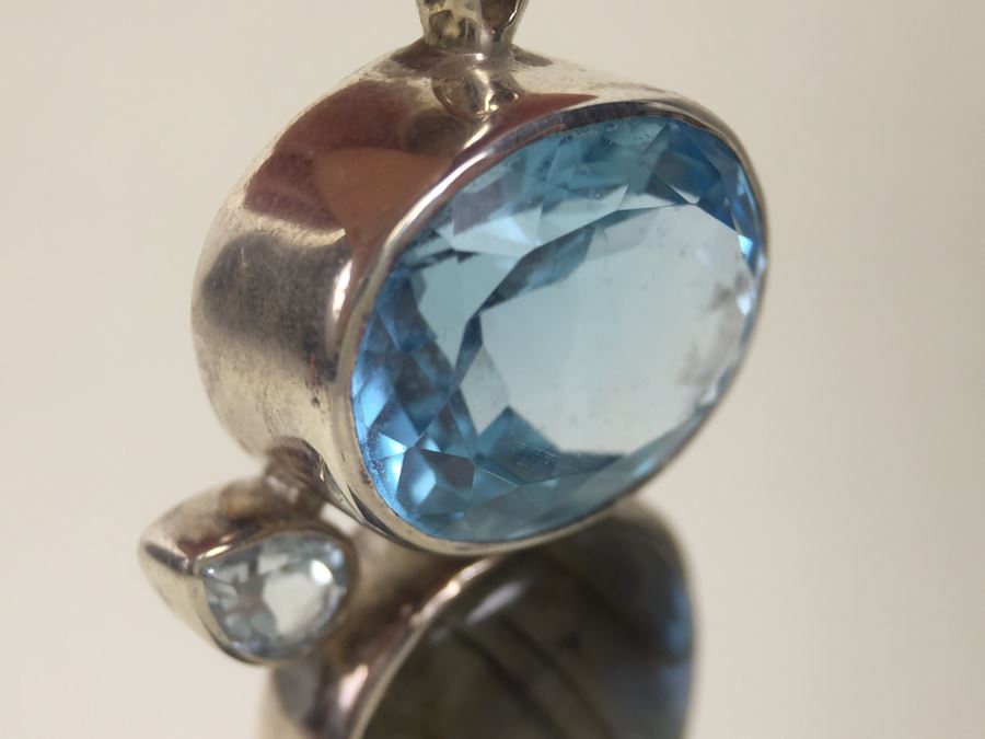 Large Sterling Silver Pendant With Multiple Gemstones Signed Starborn 27.1g [Photo 36]