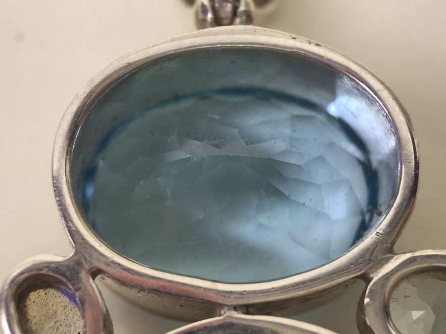 Large Sterling Silver Pendant With Multiple Gemstones Signed Starborn 27.1g [Photo 22]